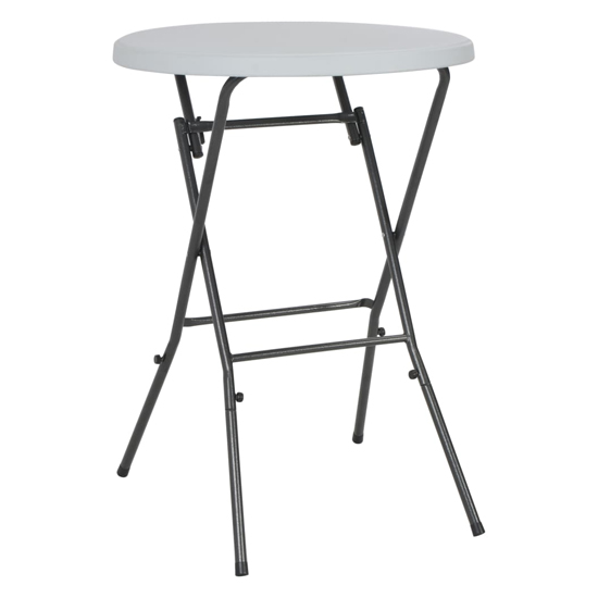 Brenna HDPE Folding Bar Table With Steel Legs In White Furniture in