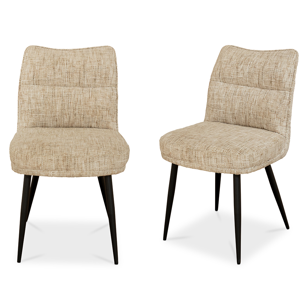 Breno Oak Veneer Dining Table with 6 Oatmeal Chairs