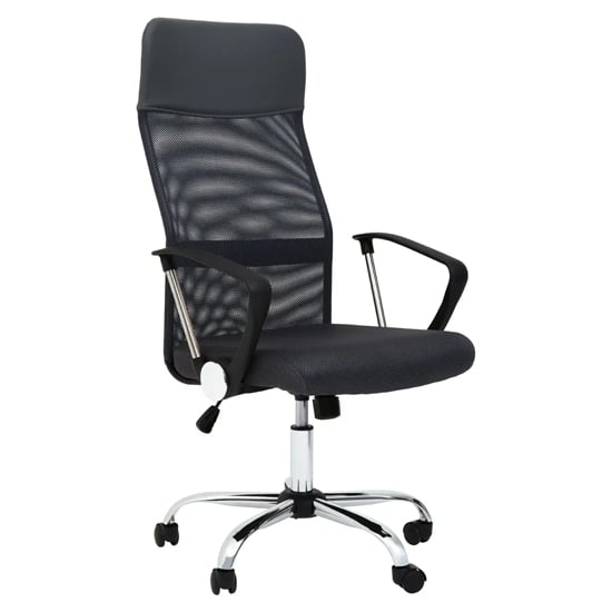 Product photograph of Brent Fabric Home Office Chair In Black Mesh from Furniture in Fashion