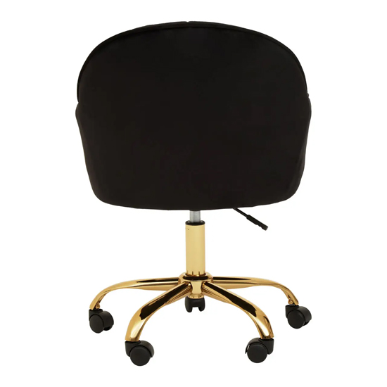 Brent Velvet Home Office Chair In Black With Gold Base