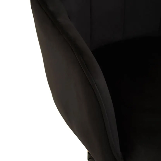 Brent Velvet Home Office Chair In Black With Gold Base