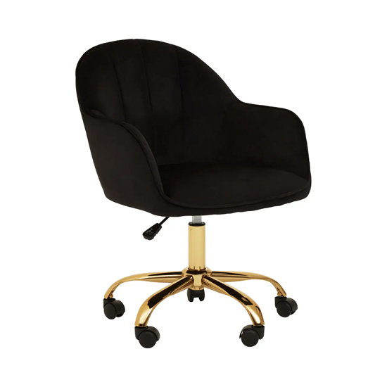 Read more about Brent velvet home office chair in black with gold base