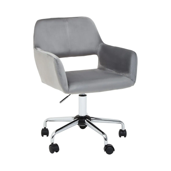 Read more about Brent velvet home office chair in grey with chrome base