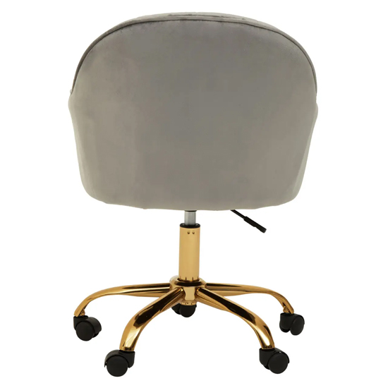 Brent Velvet Home Office Chair In Grey With Gold Base