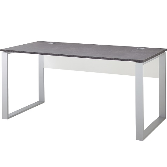 Brenta Computer Desk Rectangular In White And Basalto Dark_4