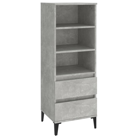 Brescia Wooden Bookcase With 2 Drawers In Concrete Effect