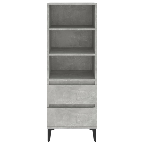 Brescia Wooden Bookcase With 2 Drawers In Concrete Effect