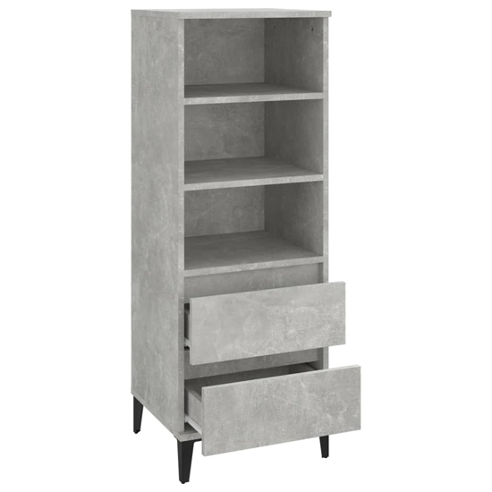 Brescia Wooden Bookcase With 2 Drawers In Concrete Effect