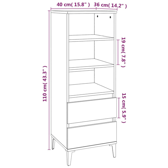 Brescia Wooden Bookcase With 2 Drawers In Concrete Effect