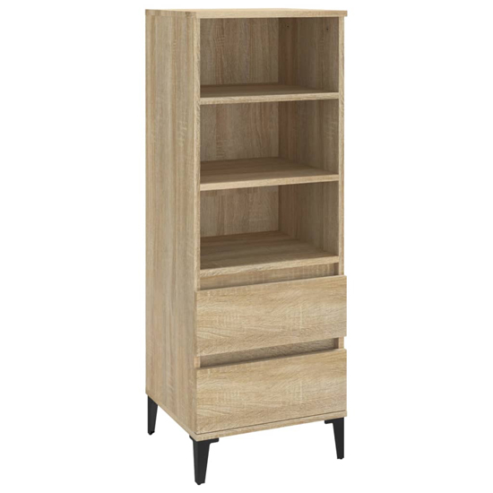 Brescia Wooden Bookcase With 2 Drawers In Sonoma Oak