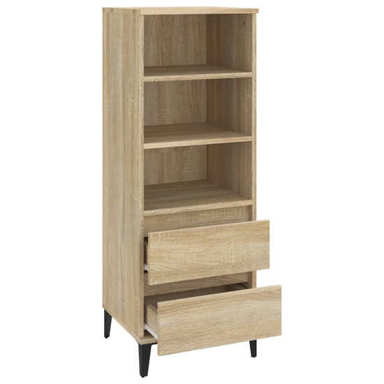 Brescia Wooden Bookcase With 2 Drawers In Sonoma Oak