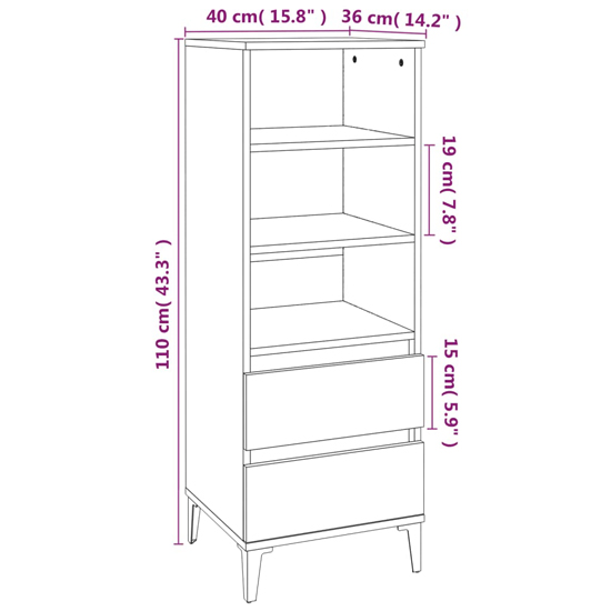 Brescia Wooden Bookcase With 2 Drawers In Sonoma Oak