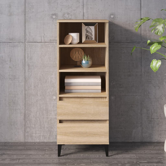 Product photograph of Brescia Wooden Bookcase With 2 Drawers In Sonoma Oak from Furniture in Fashion