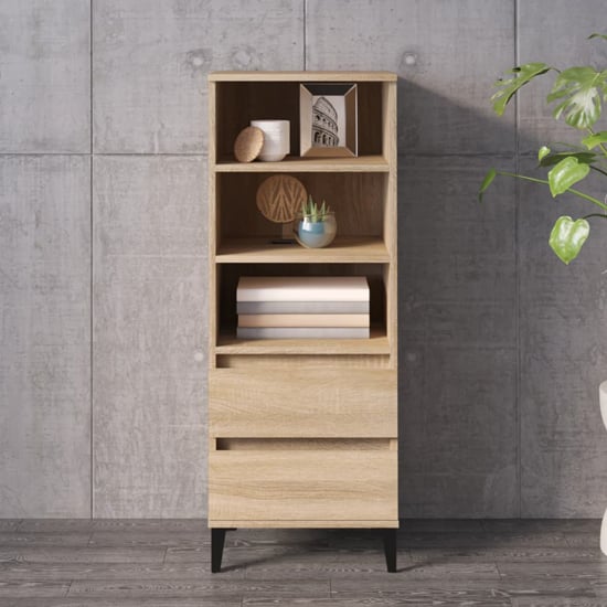 Read more about Brescia wooden bookcase with 2 drawers in sonoma oak