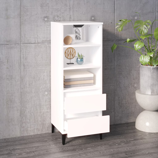 Brescia Wooden Bookcase With 2 Drawers In White