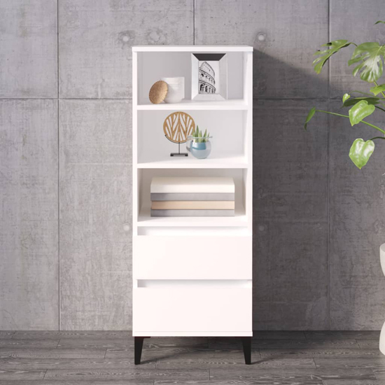 Product photograph of Brescia Wooden Bookcase With 2 Drawers In White from Furniture in Fashion