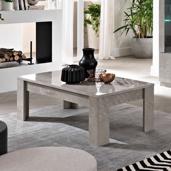 Read more about Breta coffee table in grey marble effect with high gloss lacquer