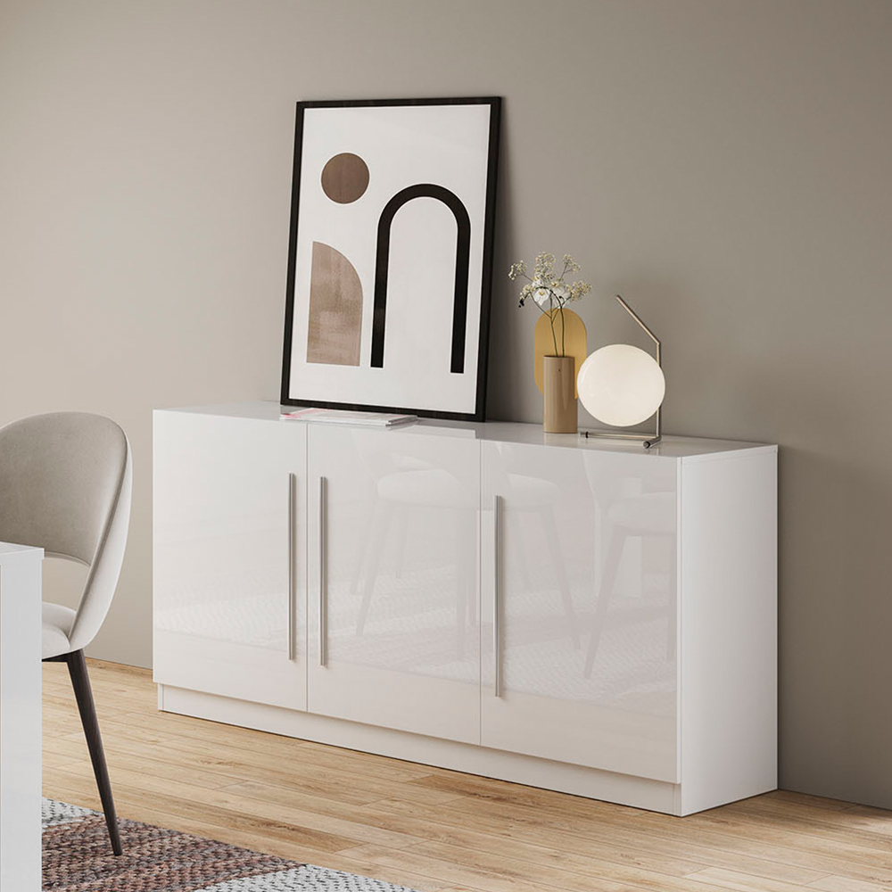 Read more about Breta high gloss sideboard with 3 doors in white