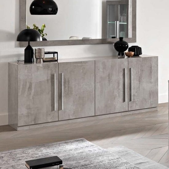 Photo of Breta sideboard large in grey marble effect high gloss lacquer