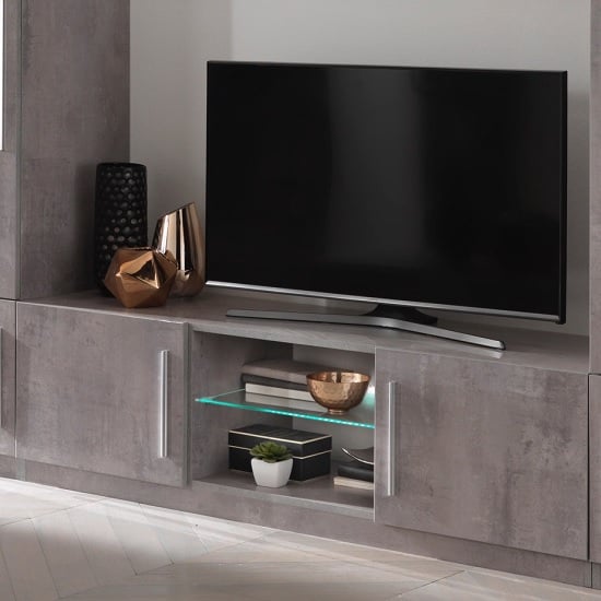 Breta TV Stand Grey Marble Effect With High Gloss And LED