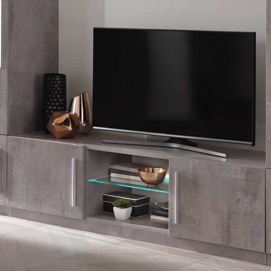 Breta Living Room Set With Display Cabinet In Grey Effect And LED