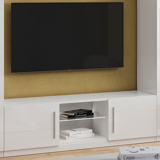Breta Living Room Set With Display Cabinet In White And LED