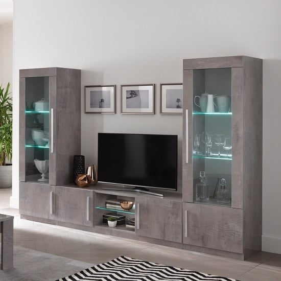 Read more about Breta living room set in grey marble effect with high gloss led