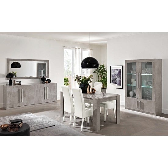 Breta Sideboard Large In Grey Marble Effect High Gloss Lacquer_2