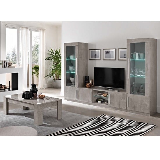 Breta Display Cabinet Grey Marble Effect With High Gloss And LED_2
