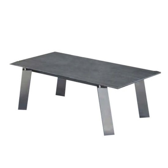 Photo of Alsager glass coffee table in grey ceramic brushed steel legs