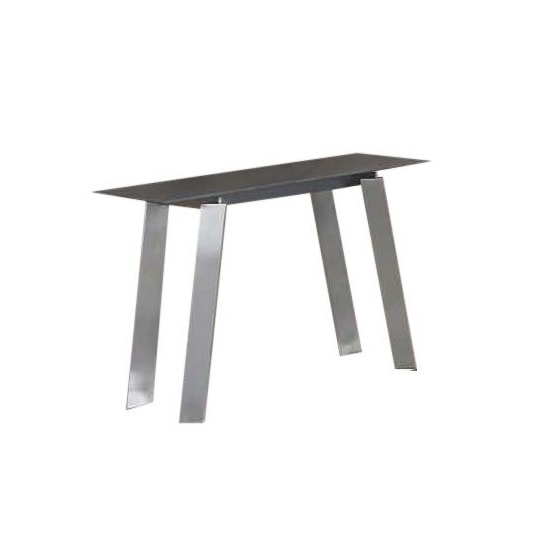 Alsager Glass Console Table In Grey Ceramic Brushed Steel Legs_2
