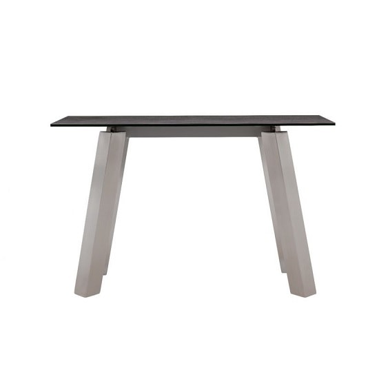 Breton Glass Console Table In Grey Ceramic Brushed Steel Legs FiF