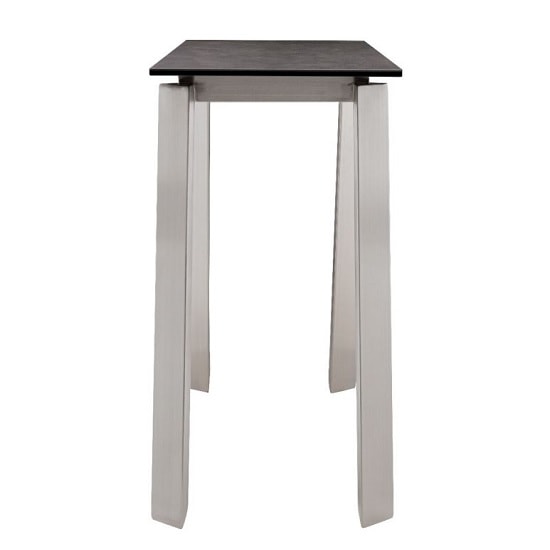 Breton Glass Console Table In Grey Ceramic Brushed Steel Legs FiF