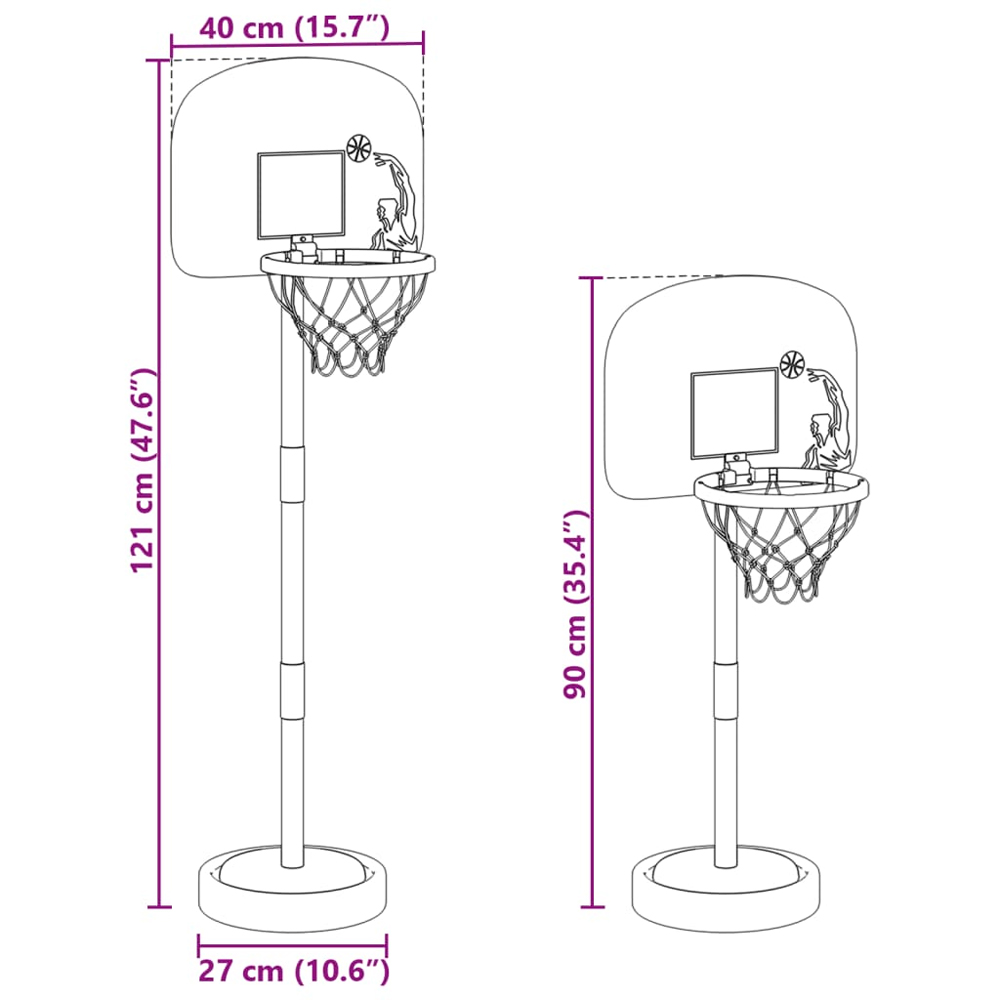 Brevard PE Kids Adjustable Basketball Hoop And Ball Set - Multicolour