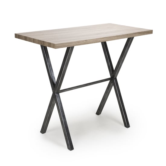 Read more about Brasilia wooden bar table with black legs in oak