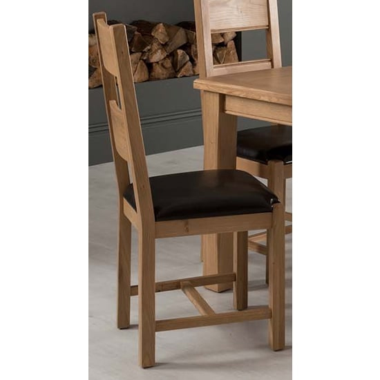 Read more about Brex wooden dining chair with brown leather seat in natural