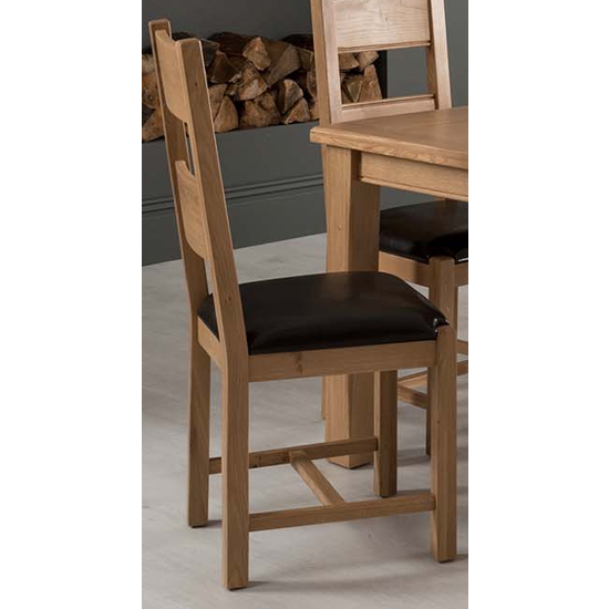 Brex Brown Leather Seat Dining Chair In Natural FiF