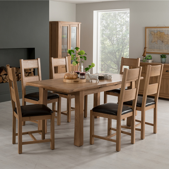 Brex Medium Wooden Extending Dining Table With 6 Chairs Furniture in Fashion