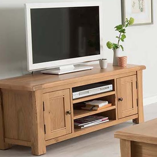 Brex Large Wooden TV Stand With 2 Doors In Natural