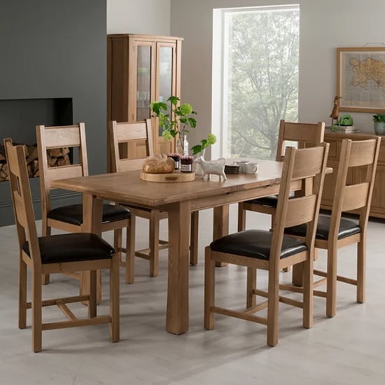 Brex Medium Wooden Extending Dining Table With 6 Chairs