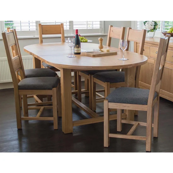 Brex Oval Wooden Extending Dining Table With 6 Chairs