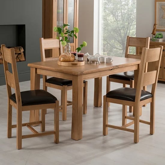 Photo of Brex small wooden extending dining table with 4 chairs