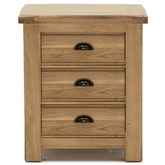 Photo of Brex wooden bedside cabinet with 3 drawers in natural