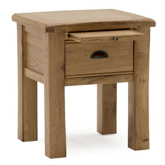 Photo of Brex wooden lamp table with 1 drawer in natural