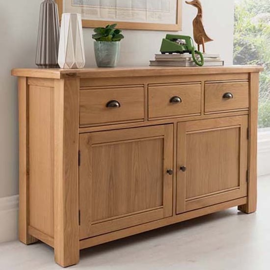 Product photograph of Brex Wooden Sideboard With 2 Doors 3 Drawers In Natural from Furniture in Fashion