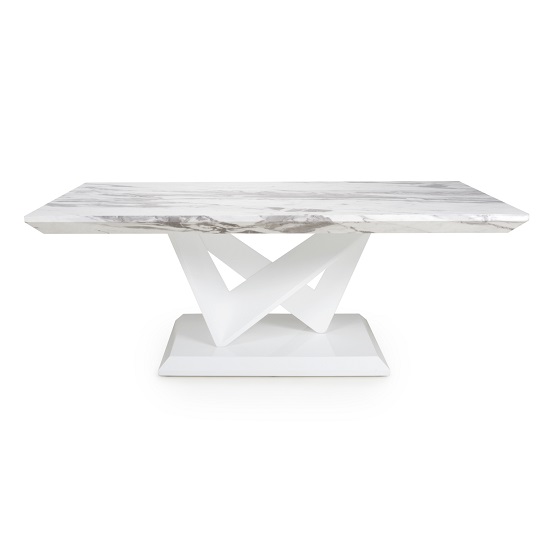 Somra Gloss Marble Effect Coffee Table With White Leg Frame_3