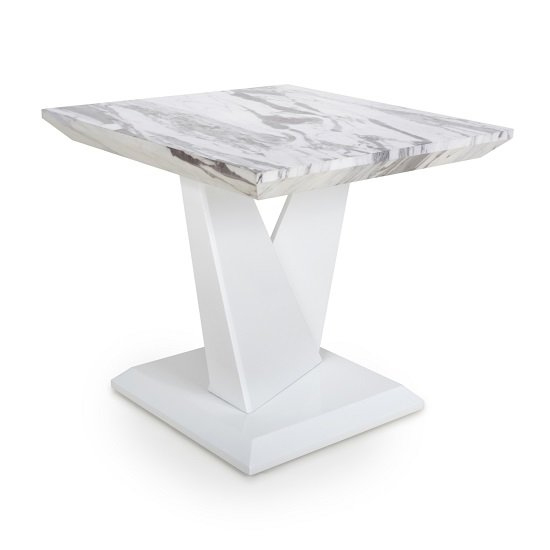 Read more about Somra gloss marble effect lamp table with white leg frame