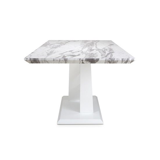Somra Medium Gloss Marble Effect Dining Table With White Frame_4