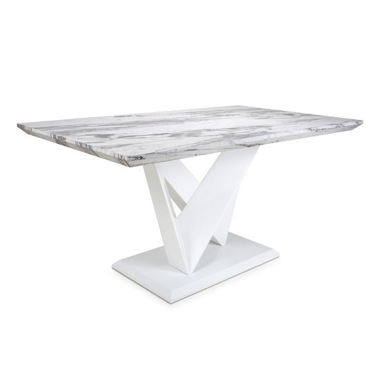 Somra Gloss Medium Dining Table 4 Steel Grey Chairs White Legs_2