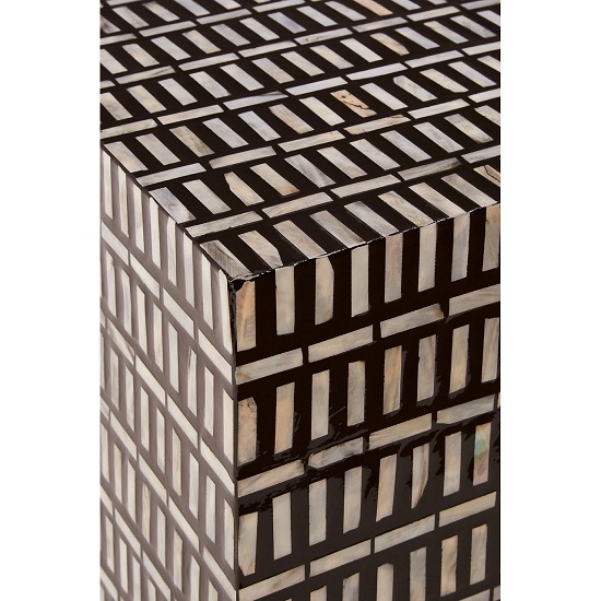 Alya MDF Square Side Table In Black And White Tones  _3